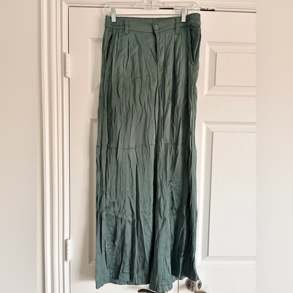 Green Satin Aerie Pants